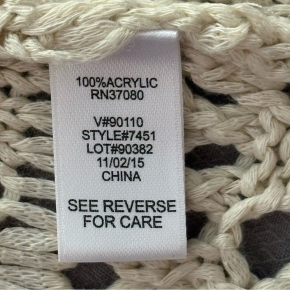 Crochet cardigan open knit long fringed Coachella country southwestern ivory L - Picture 4 of 10